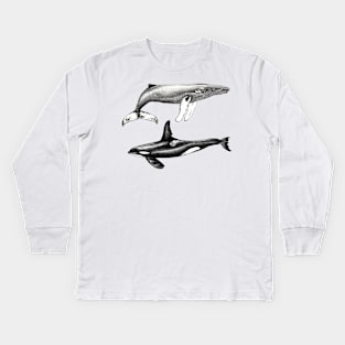 Orca and humpback whale Kids Long Sleeve T-Shirt